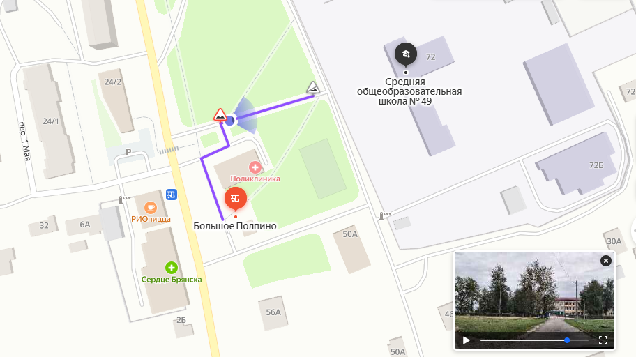 Карта-схема маршрута от остановки Б. Полпино до школы.